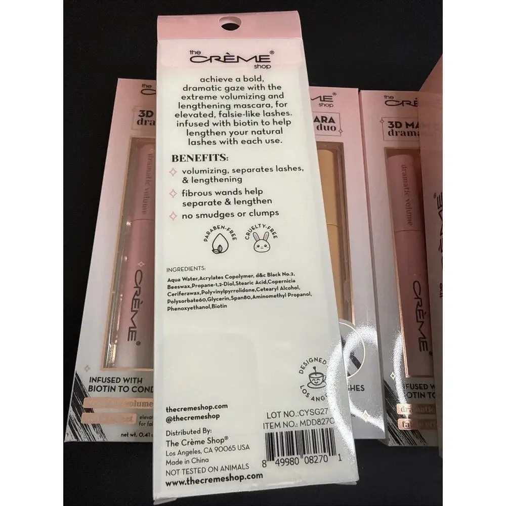 CASE PACK (6) Crème Shop 3D Mascara Duo Dramatic Length Volume Falsie Effect